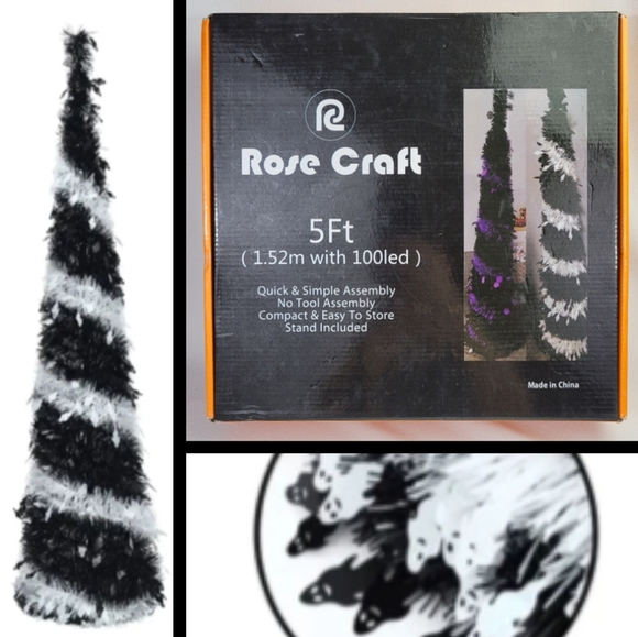 Rose Craft Accents Ghosts Tinsel Halloween Collapsible Pull Up